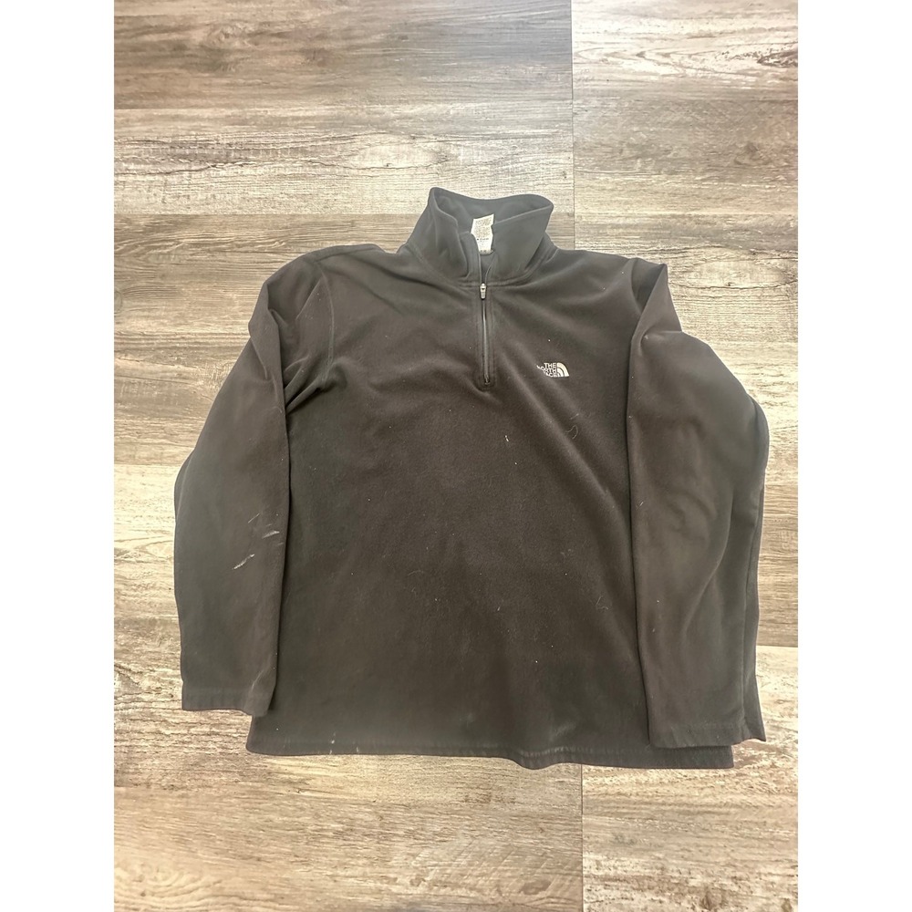 The‎ North Face Black Mens M 1/4 Zip Textured Fleece Pullover TNF Sweatshirt